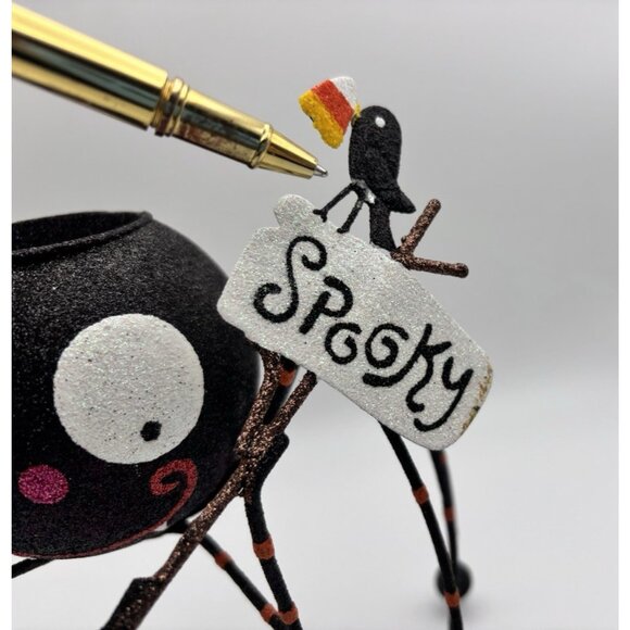 Pier 1 Glitter Halloween Spider Candle Holder Set of 2 Tea light - Picture 4 of 11